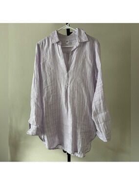 GAP Lavender Striped Linen Tunic Top, Size Medium.